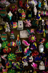 Photo of tin ornaments for sale at Fiesta on Main, $1.95 each or $1 each when you buy 12 or more.