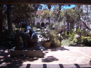 Photo of McNay Art Museum Courtyard taken from inside the museum.