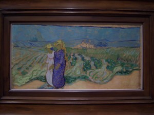 Photo of Van Gogh's "Women Crossing the Fields" painting.