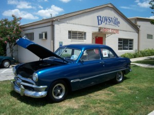 Photo of an antique car that's being raffled for $10 to support Boysville.
