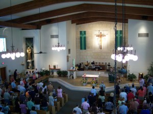 A photo of the interior of St. Anthony de Padua Catholic Church in San Antonio, Texas.