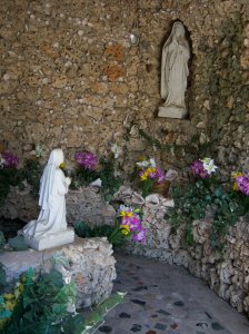 Photo of Our Lady of Lourdes grotto at St. Anthony de Padua in San Antonio, Texas.