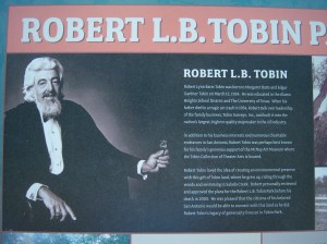 Photo of the signage that explains Robert L.B. Tobin's history.