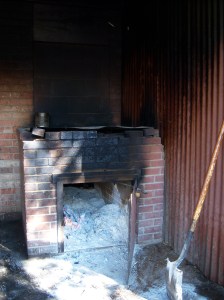 A photo of the firebox, where the BBQ magic begins.