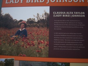 Sign with information on Lady Bird Johnson.